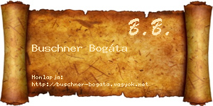 Buschner Bogáta névjegykártya